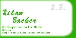 milan backer business card